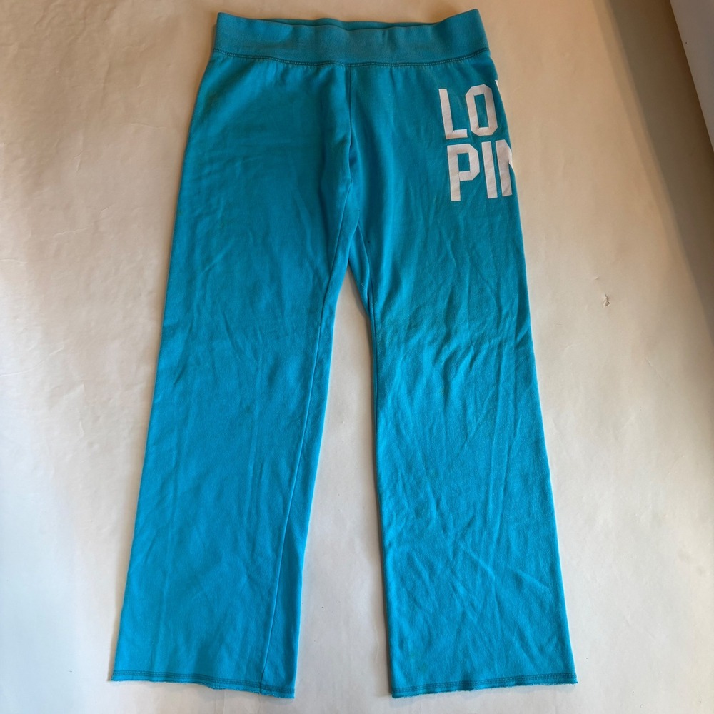 PINK Victoria's Secret Turquoise Blue Flare Yoga Sweatpants Womens Medium Y2K